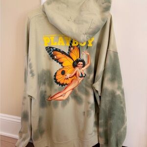 PLAYBOY Retro Tie-Dye Hoodie with Butterfly Art